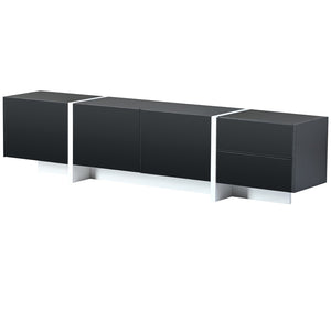 English Elm Glossy White Tv Stand with Black Accents Sleek Modern Console for 80 Inch Screens WF300852AAB