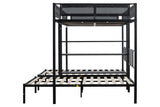 Hearth and Haven Full over Twin & Twin Bunk Bed with Built-in 3-Tier Shelves, Black W427S00025