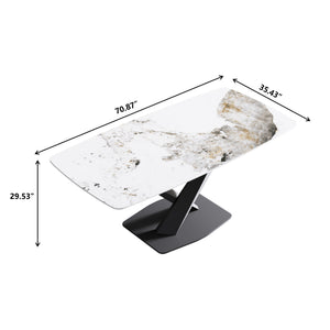 English Elm 70.87"Modern Sintered Stone Dining Table With Black Metal Legs For 6-8 People - Chic & Durable Design W1535S00205