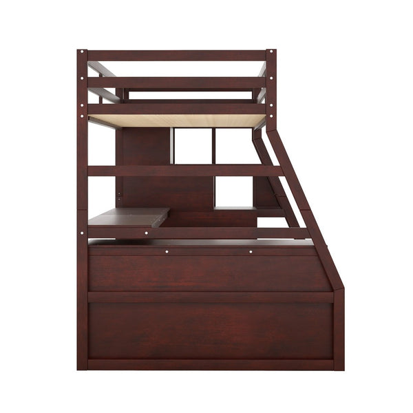 English Elm Twin Loft Bed with 7 Drawer Storage Built-in Desk and Shelves for Kids Rooms LT000639AAP-2