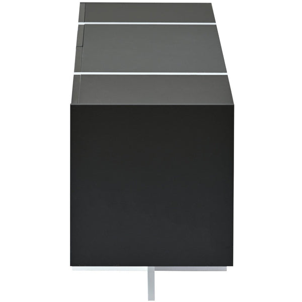 English Elm Glossy White Tv Stand with Black Accents Sleek Modern Console for 80 Inch Screens WF300852AAB