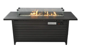English Elm 57 57 in Propane Fire Pit Table 50000BTU Bronze Rectangular Outdoor Gas Firepit with Lid Wind Guard ETL Certified for Backyard Deck Parties W94490551