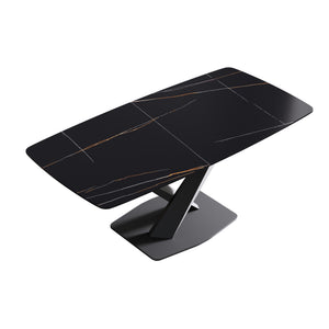 English Elm 70.87"Modern 70.87" Modern Sintered Stone Dining Table With Black Metal Legs For 6-8 People - Stylish & Durable W1535S00203