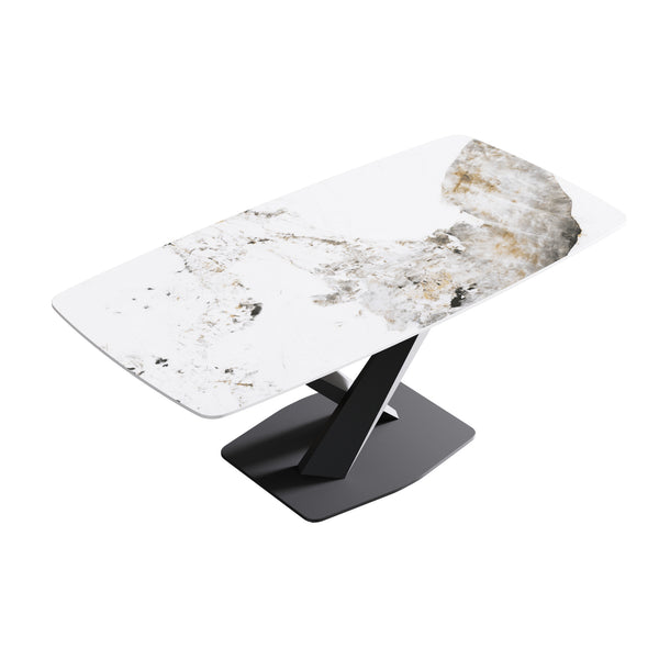 English Elm 70.87"Modern Sintered Stone Dining Table With Black Metal Legs For 6-8 People - Chic & Durable Design W1535S00205