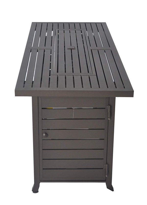 English Elm 57 57 in Propane Fire Pit Table 50000BTU Bronze Rectangular Outdoor Gas Firepit with Lid Wind Guard ETL Certified for Backyard Deck Parties W94490551
