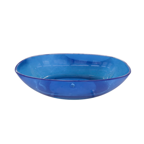 English Elm 64 Inch Oval Freestanding Soaking Tub Translucent Blue Resin Sculptural Spa Bath W161390542