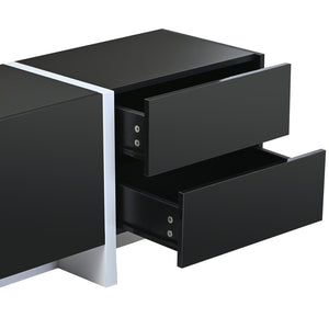 English Elm Glossy White Tv Stand with Black Accents Sleek Modern Console for 80 Inch Screens WF300852AAB