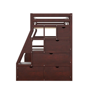 English Elm Twin Loft Bed with 7 Drawer Storage Built-in Desk and Shelves for Kids Rooms LT000639AAP-2