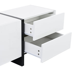 English Elm Glossy White Tv Stand with Black Accents Sleek Modern Console for 80 Inch Screens WF300852AAK