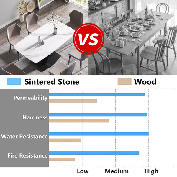 English Elm 70.87"Modern 70.87" Modern Curved White Sintered Stone Dining Table With Stylish Black Metal Legs For 6-8 People W1535S00201