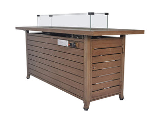 English Elm 57 57 in Propane Fire Pit Table 50000BTU Rectangular Steel Outdoor Firepit with Lid Wind Guard ETL Certified for Backyard Patio Deck Parties Camping W94490890