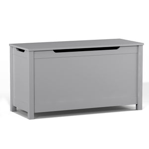 English Elm Kids Wooden Toy Box with Safety Hinged Lid, Sturdy MDF Storage Chest for Playroom Organization Gray 36.02 L x 19.21 W x 4 H W80835864