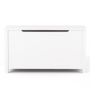 English Elm Kids Wooden Toy Box with Safety Hinged Lid, Sturdy MDF Storage Chest for Playroom Organization White 36.02 L x 19.27 W x 4 H W80835863