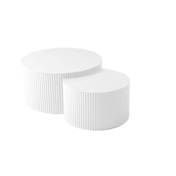 English Elm Black Matte Mdf Nesting Tables Round and Half Moon Set for Modern Living Rooms White W87677000