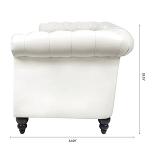 English Elm 84.65" Chesterfield Three Seat Pu Leather Sofa Tufted Frame for Living Room W68061097