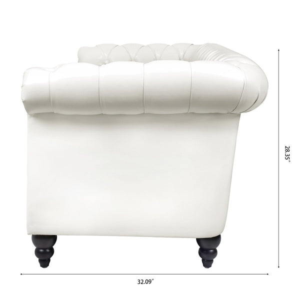 English Elm 84.65" Chesterfield Three Seat Pu Leather Sofa Tufted Frame for Living Room W68061097