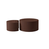 Brown MDF Nesting Tables Set - Handcrafted, Round & Half Moon Shapes - No Assembly - 31.50 x 31.50 x 15.75