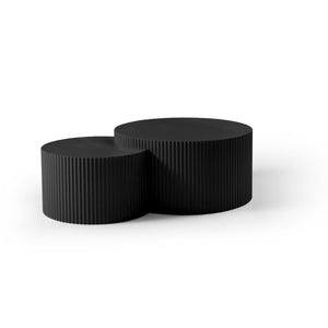 English Elm Black Mdf Nesting Coffee Tables Round and Half Moon Sculptural Relief Living Room Set W876P271183