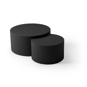 English Elm Black Matte Mdf Nesting Tables Round and Half Moon Set for Modern Living Rooms Black W87677001