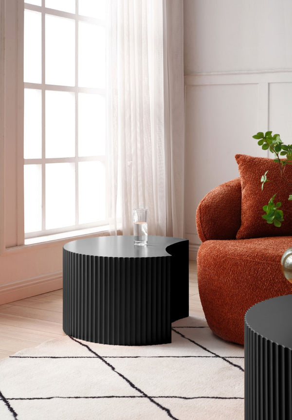 English Elm Black Matte Mdf Nesting Tables Round and Half Moon Set for Modern Living Rooms Black W87677001