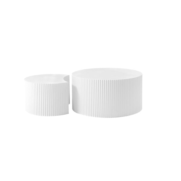 English Elm Black Matte Mdf Nesting Tables Round and Half Moon Set for Modern Living Rooms White W87677000