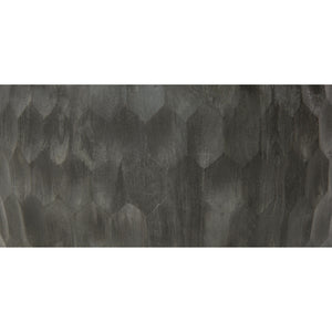 English Elm Val 34 Inch Handcrafted Mango Wood Coffee Table with Hammered Honeycomb Drum Design, Rustic Gray Finish B05691302