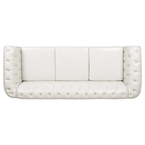 English Elm 84.65" Chesterfield Three Seat Pu Leather Sofa Tufted Frame for Living Room W68061097