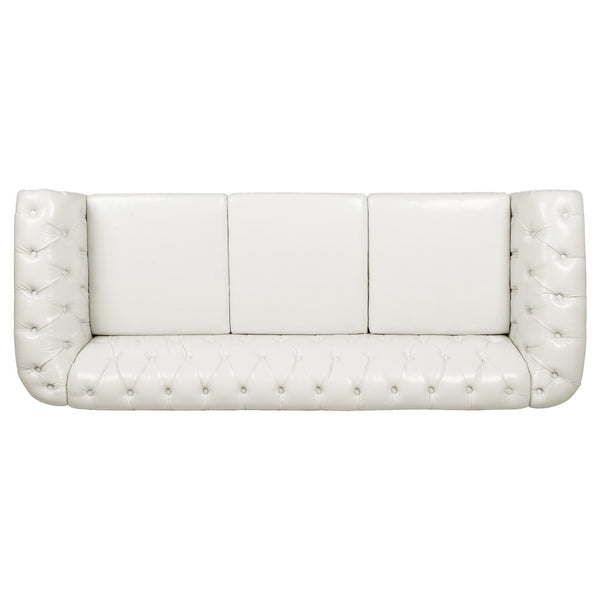 English Elm 84.65" Chesterfield Three Seat Pu Leather Sofa Tufted Frame for Living Room W68061097