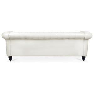 English Elm 84.65" Chesterfield Three Seat Pu Leather Sofa Tufted Frame for Living Room W68061097