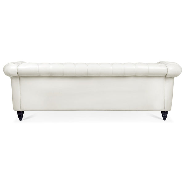 English Elm 84.65" Chesterfield Three Seat Pu Leather Sofa Tufted Frame for Living Room W68061097