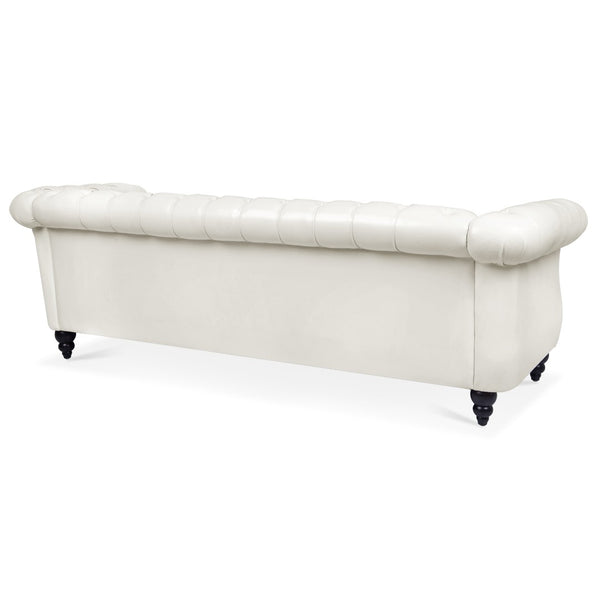 English Elm 84.65" Chesterfield Three Seat Pu Leather Sofa Tufted Frame for Living Room W68061097
