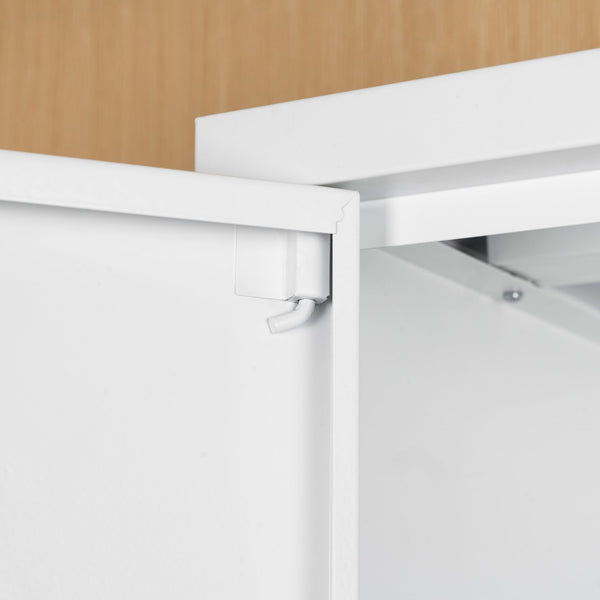 English Elm Metal Storage Cabinet with Lockable Doors and Adjustable Heavy-Duty Shelves for Garage Office School White W252113565