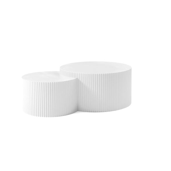 English Elm Black Matte Mdf Nesting Tables Round and Half Moon Set for Modern Living Rooms White W87677000