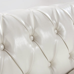 English Elm 84.65" Chesterfield Three Seat Pu Leather Sofa Tufted Frame for Living Room W68061097
