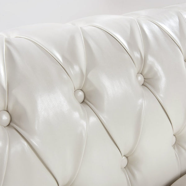 English Elm 84.65" Chesterfield Three Seat Pu Leather Sofa Tufted Frame for Living Room W68061097