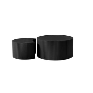English Elm Black Matte Mdf Nesting Tables Round and Half Moon Set for Modern Living Rooms Black W87677001