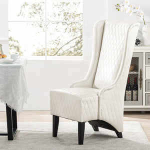 English Elm 23.03" Wingback Velvet Accent Chair Tall High Back Support for Living Room Bedroom White W680P404144