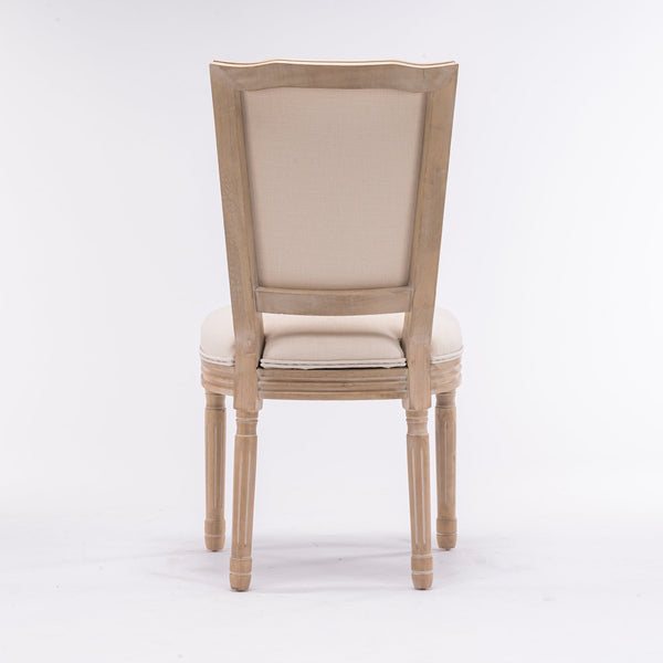 English Elm French Solid Wood Frame Linen Dining Chairs, Set Of 2 – Elegant Cream Upholstery For Any Space W162290981
