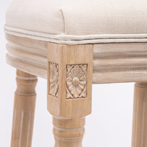 English Elm French Country Barstools Solid Wood Cabriole Legs Upholstered Cushion Set of 2 W1622P412321