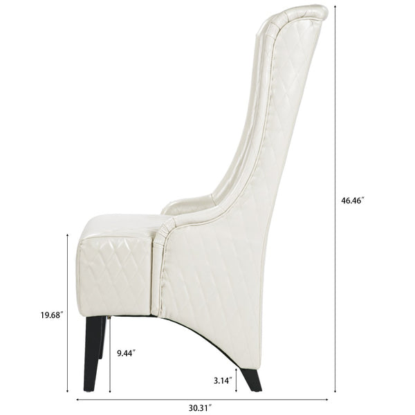English Elm 23.03" Wingback Velvet Accent Chair Tall High Back Support for Living Room Bedroom White W680P404144