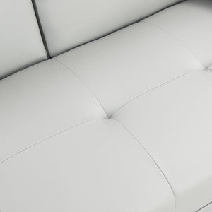 English Elm Sofa Bed Futon with Cup Holders Wood Frame Stainless Legs White Pvc Sleeper W214104918
