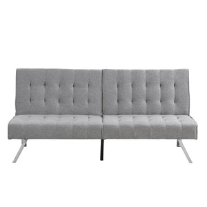 English Elm Wood Frame Futon Sofa Bed with Steel Legs Converts for Living Room or Guest Use W21482306