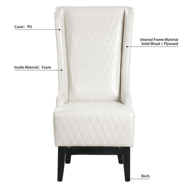 English Elm 23.03" Wingback Velvet Accent Chair Tall High Back Support for Living Room Bedroom White W680P404144