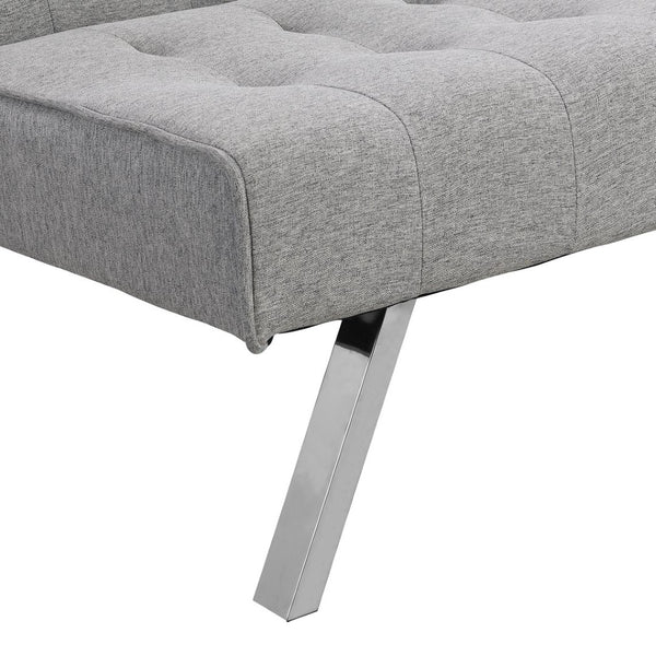 English Elm Wood Frame Futon Sofa Bed with Steel Legs Faux Linen Upholstery for Studio Living W214109153