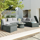 Hearth and Haven 10 Piece Outdoor Sectional Sofa Set, Light Grey
