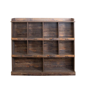 English Elm 10-shelf Bookcase with Cubby Storage and Label Holders, Melamine-Finish Wood Organizer for Home and Office Espresso W33165694