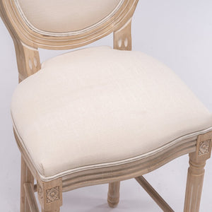 English Elm French Country Barstools Solid Wood Cabriole Legs Upholstered Cushion Set of 2 W1622P412321