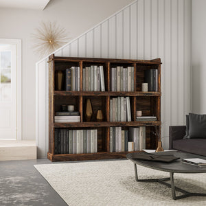 English Elm 10-shelf Bookcase with Cubby Storage and Label Holders, Melamine-Finish Wood Organizer for Home and Office Espresso W33165694