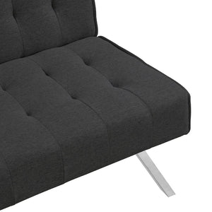 English Elm Wood Frame Futon Sofa Bed with Steel Legs Convertible Sleeper for Compact Living W21482229