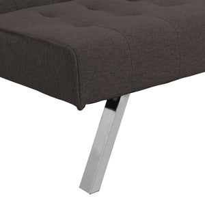 English Elm Wood Frame Futon Sofa Bed with Steel Legs Faux Linen Upholstery for Studio Living W21481810
